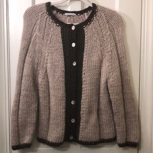 COPY - Frances Valentine Oatmeal Border Wool Sweater Medium